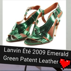 Lanvin Emerald Green Patent Leather SlingbackHeels